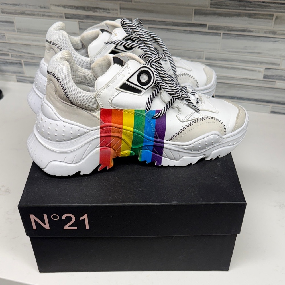 🌈 N°21 Billy Rainbow Leather Mix
Media Sneakers In White 🌈